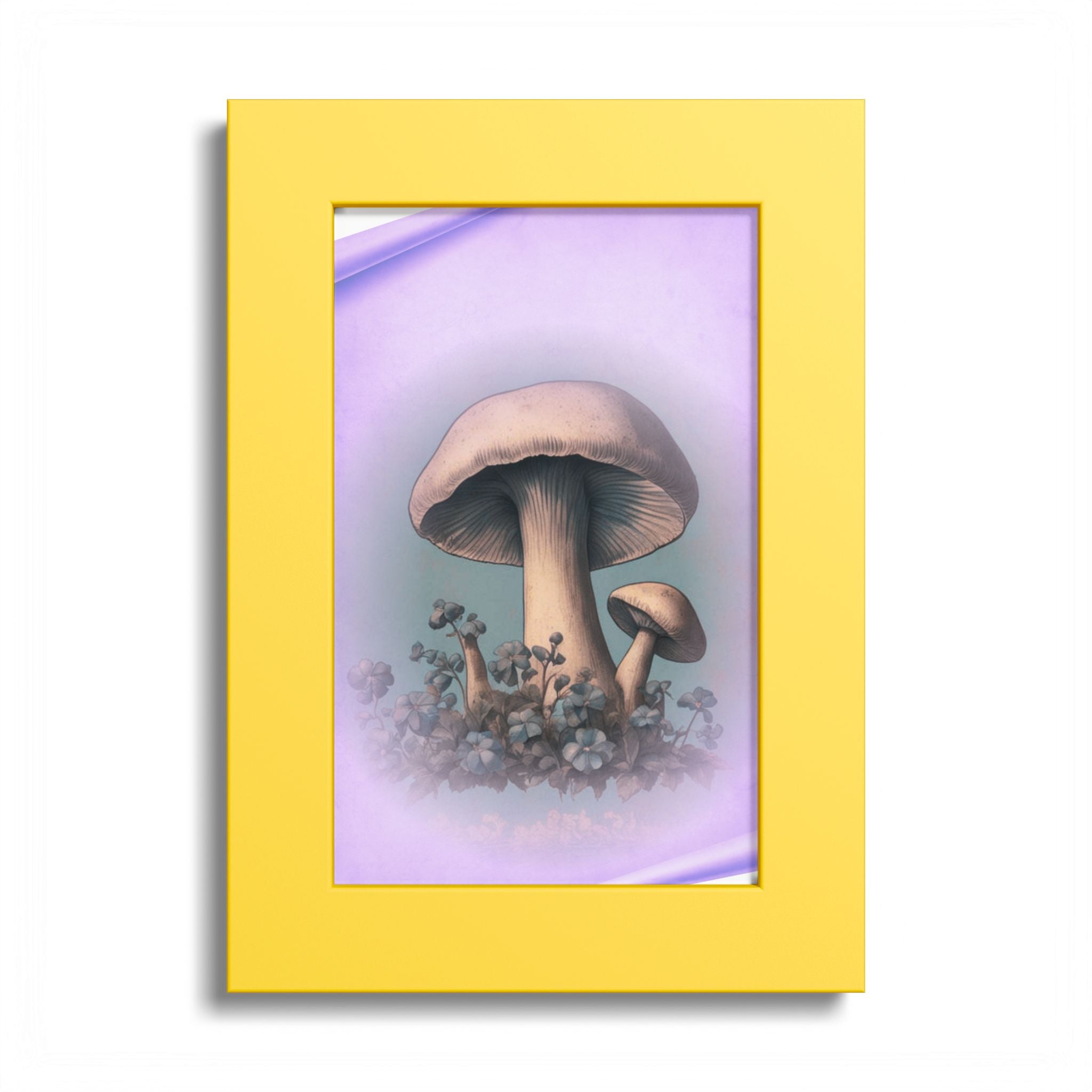 Mushroom Art Poster — Vintage Botanical Print with Colored Frame