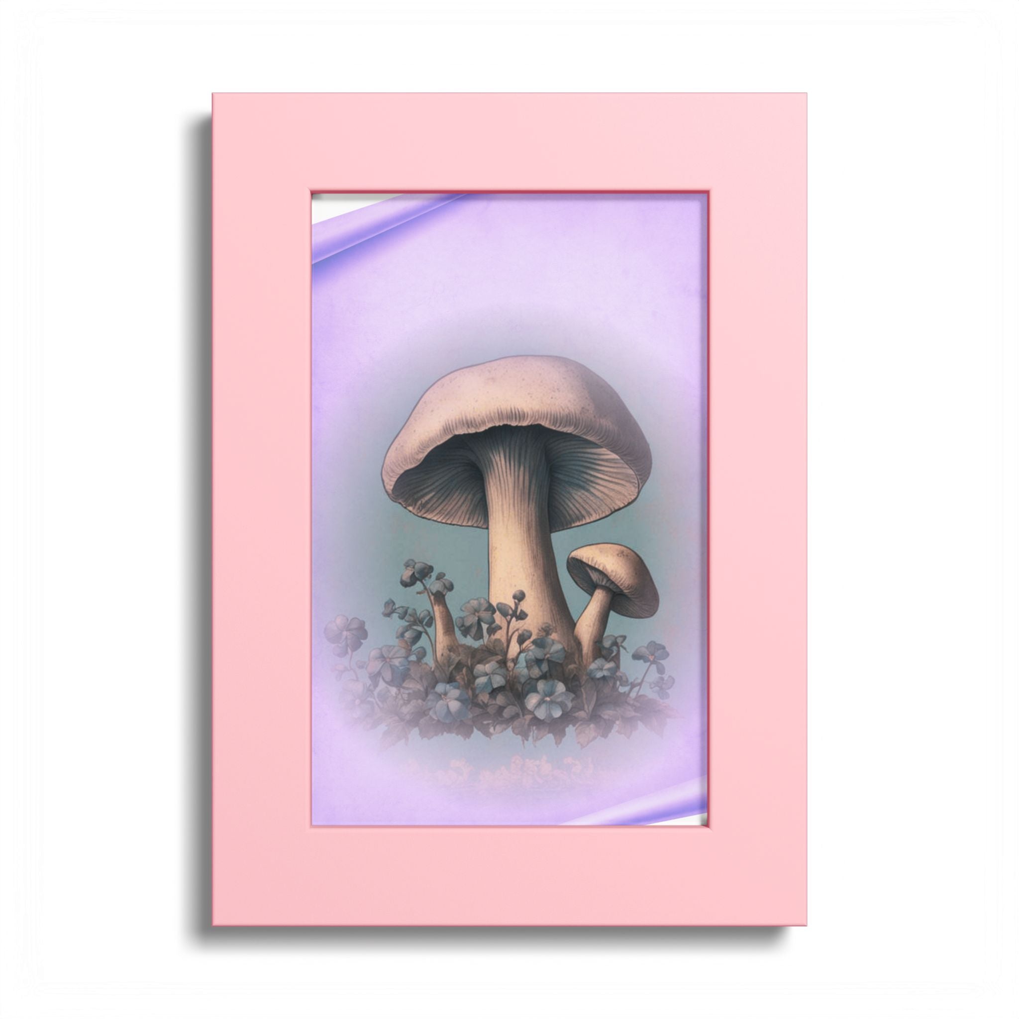 Mushroom Art Poster — Vintage Botanical Print with Colored Frame