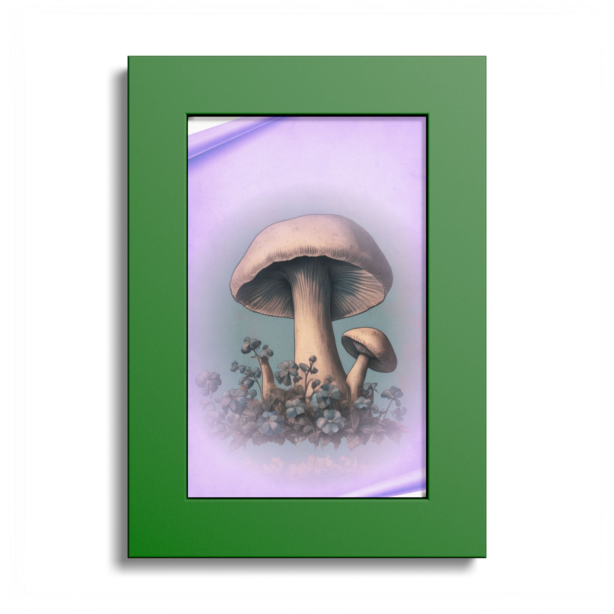 Mushroom Art Poster — Vintage Botanical Print with Colored Frame