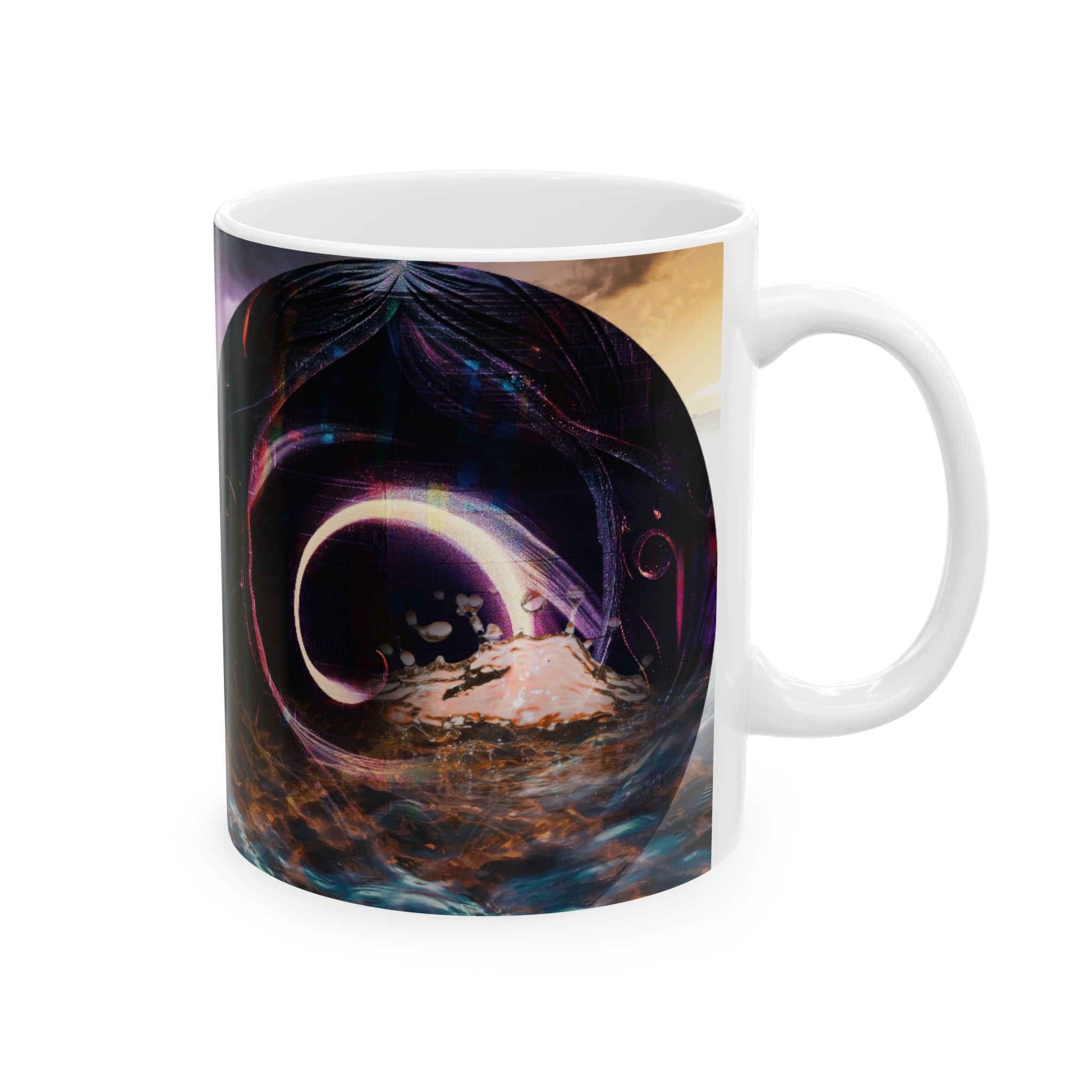 Cosmic Whale Ceramic Mug — Surreal Galaxy Ocean Art (11oz & 15oz)