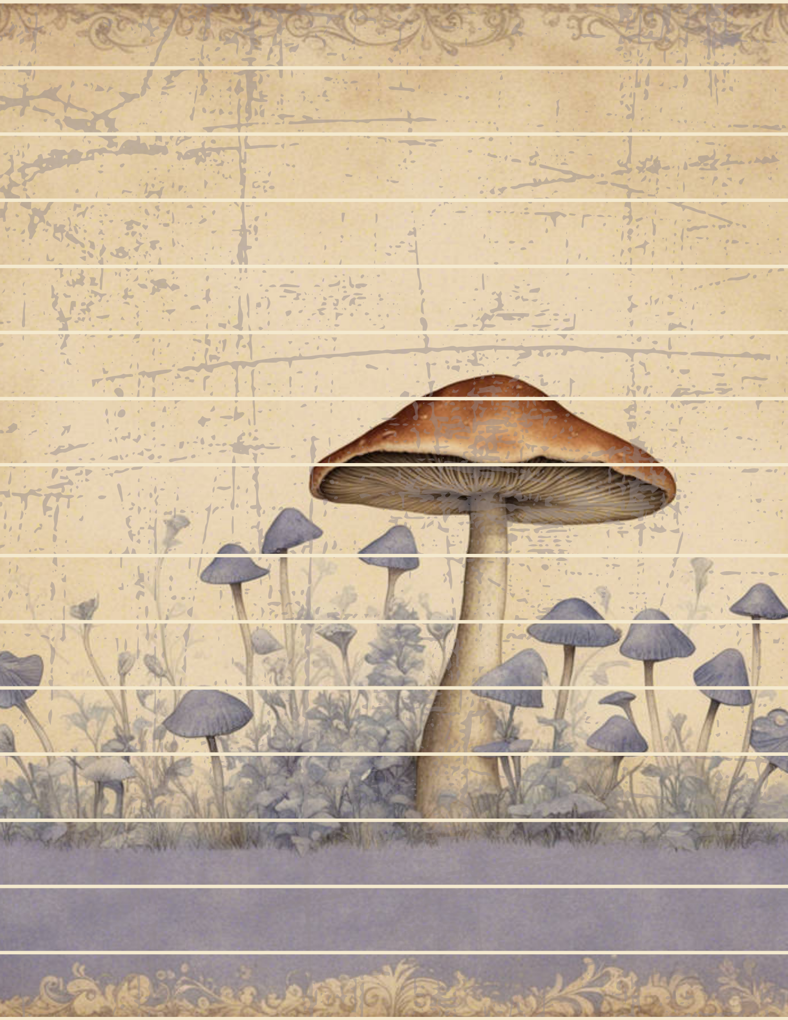 Vintage Mushrooms Notebook-Printable PDF