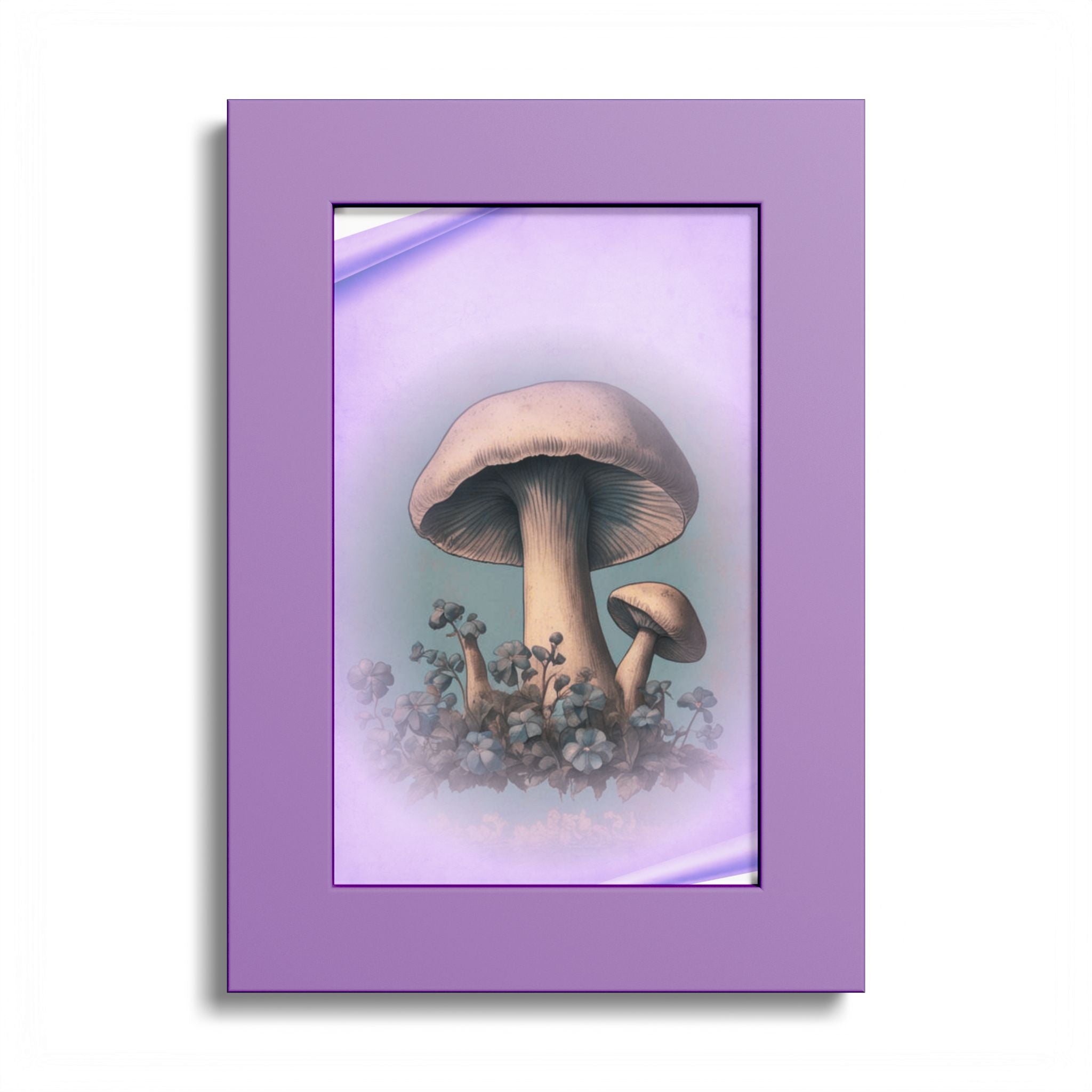 Mushroom Art Poster — Vintage Botanical Print with Colored Frame