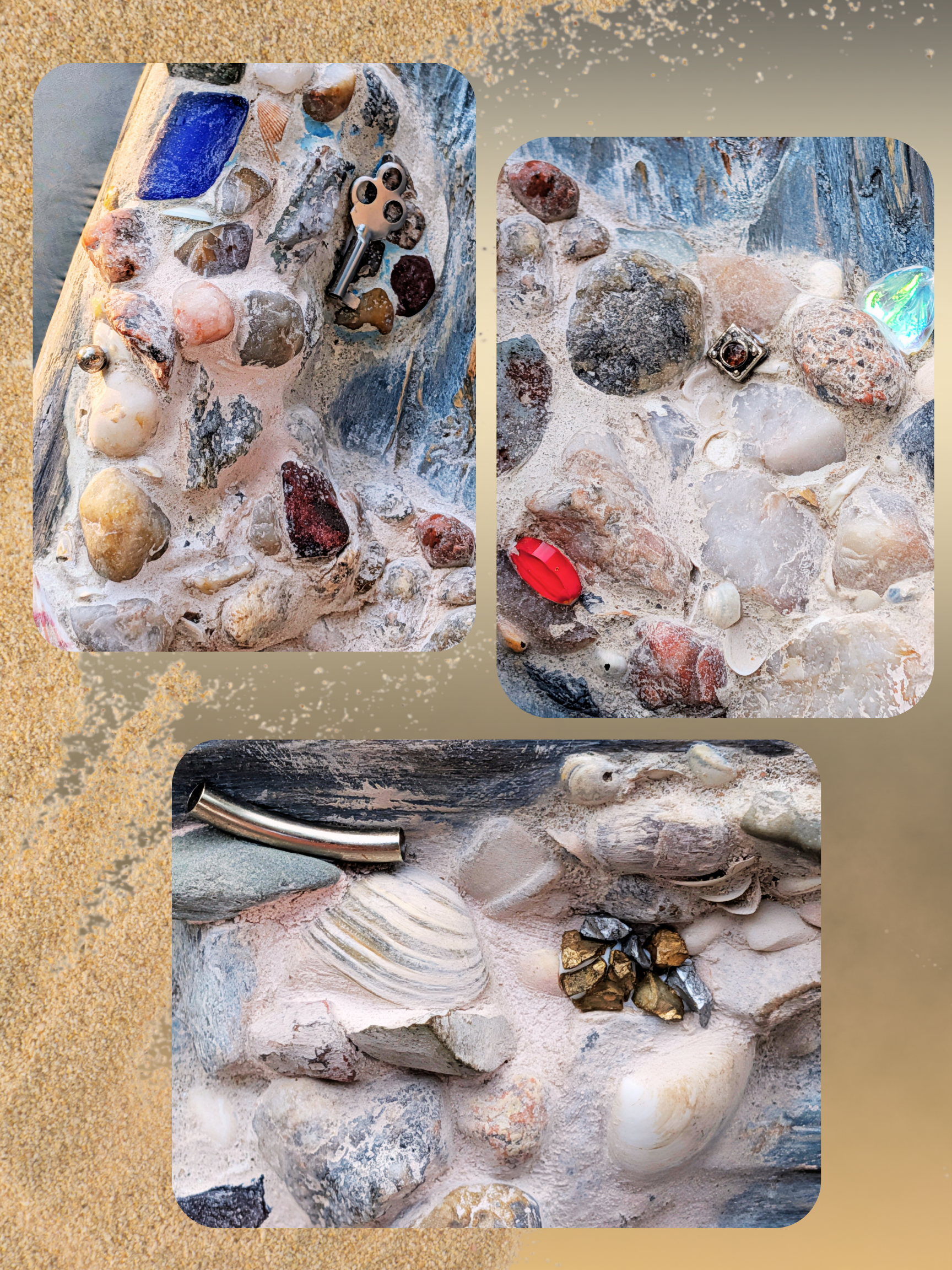 Lake Superior Driftwood Mosaic Wall Art – Stones, Beach Glass, Shells & Hidden Treasures – One of a Kind