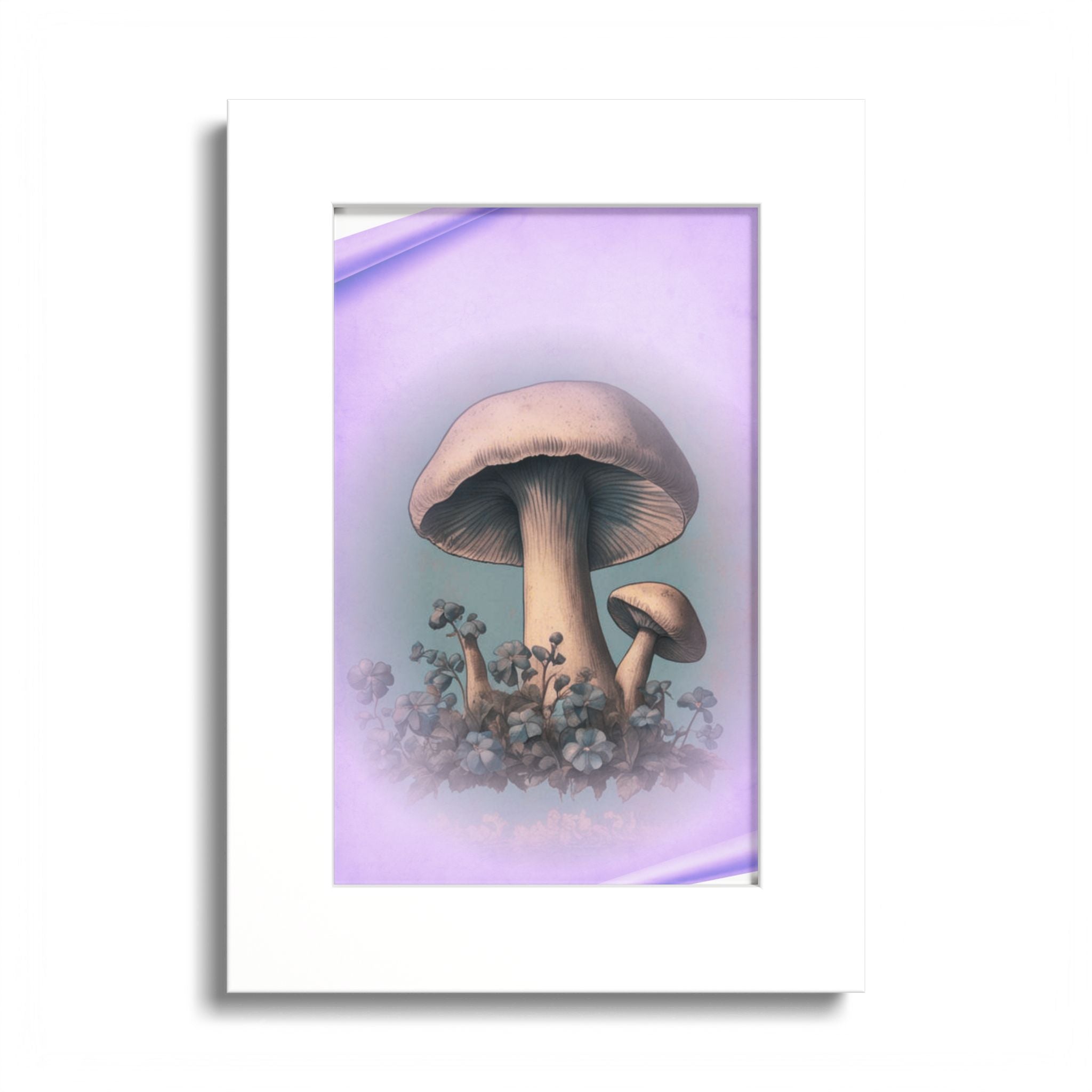 Mushroom Art Poster — Vintage Botanical Print with Colored Frame