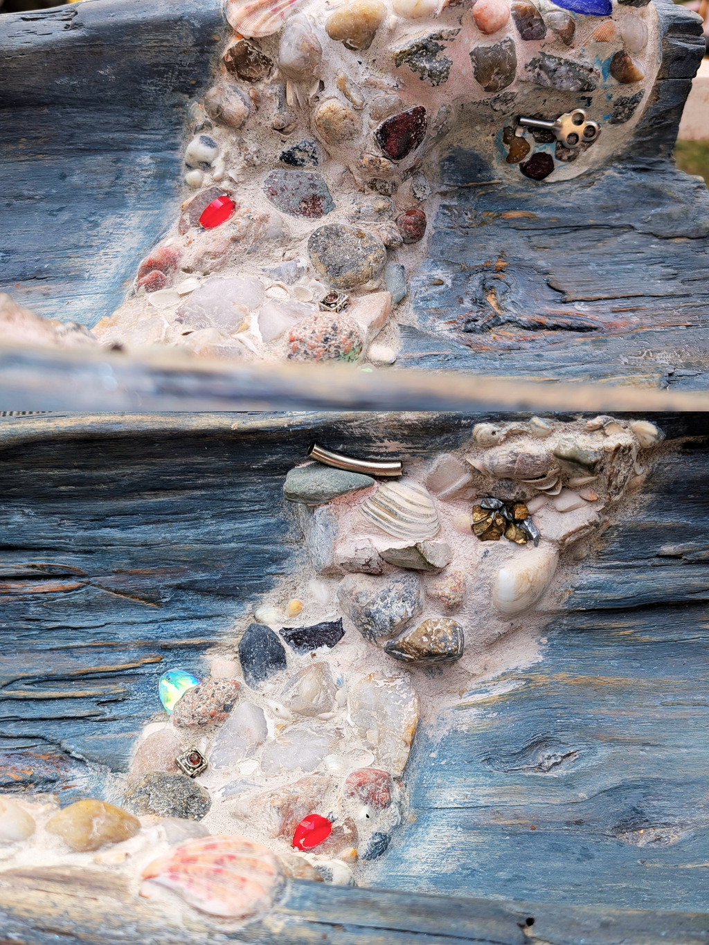 Lake Superior Driftwood Mosaic Wall Art – Stones, Beach Glass, Shells & Hidden Treasures – One of a Kind