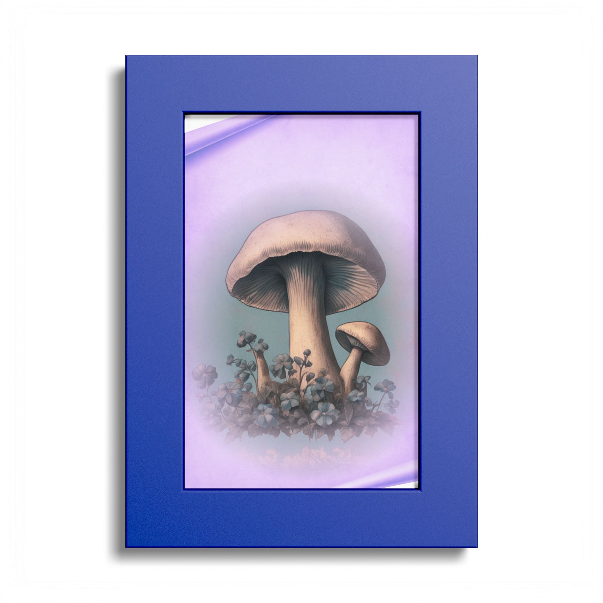 Mushroom Art Poster — Vintage Botanical Print with Colored Frame