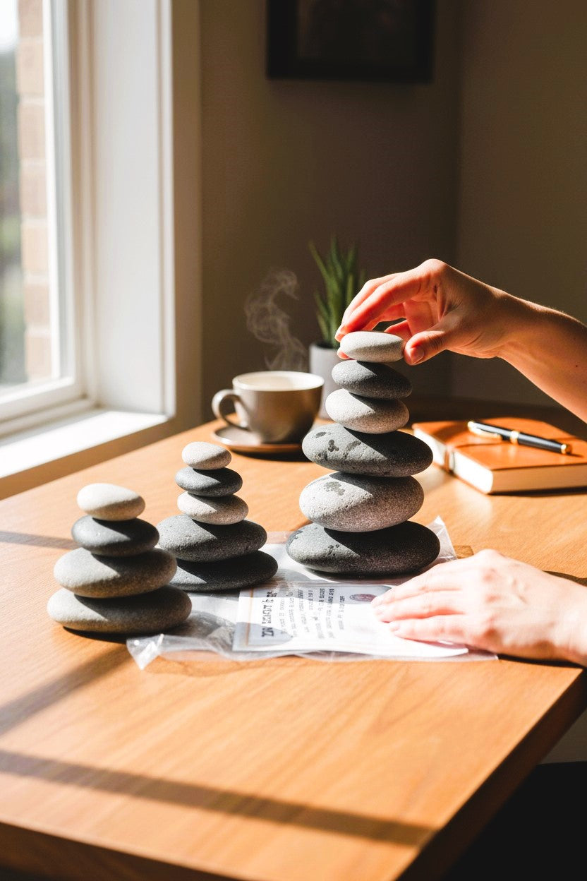 Zen Stacking Stones for Desk/Office, Guest Wait Activity, Small Shelf Décor