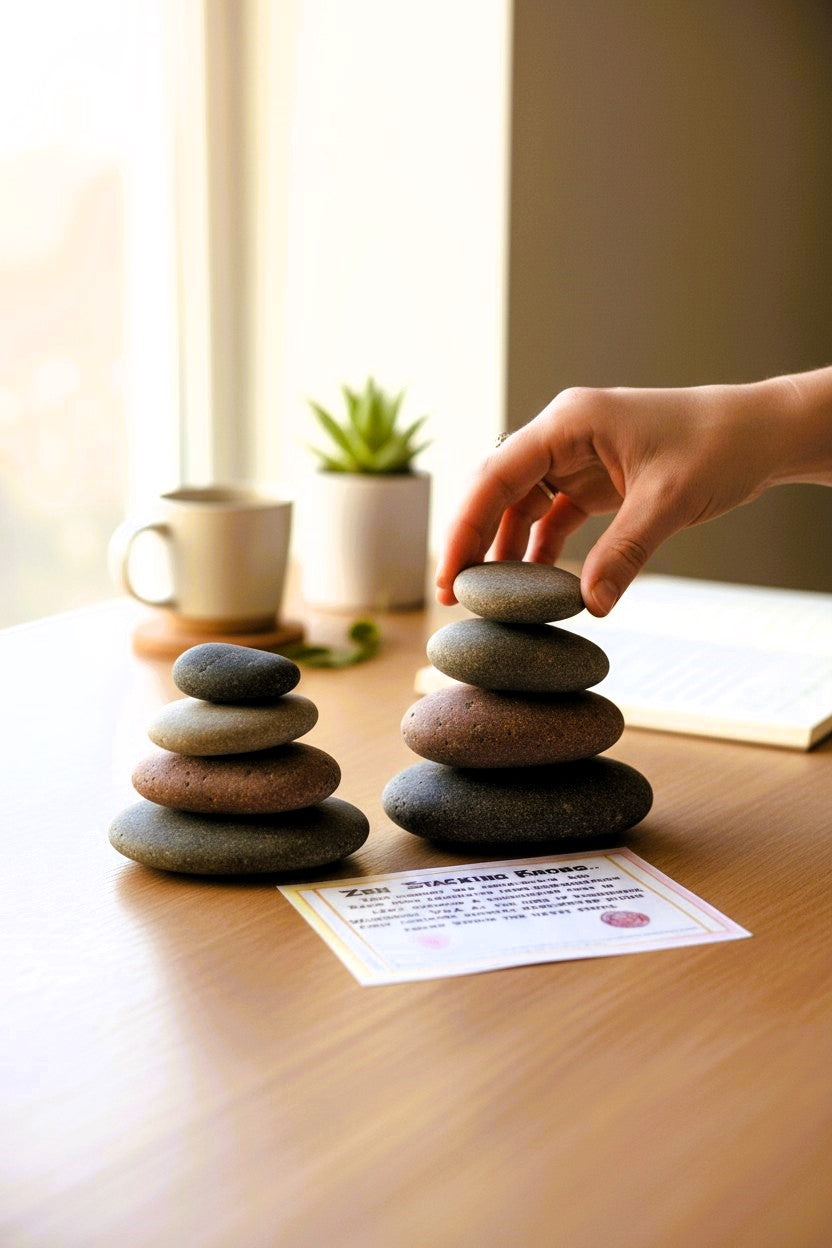 Zen Stacking Stones for Desk/Office, Guest Wait Activity, Small Shelf Décor